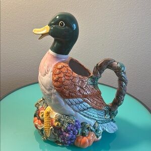 Vintage 1993 Fitz & Floyd Omnibus decorative pitcher with Unique Duck Design